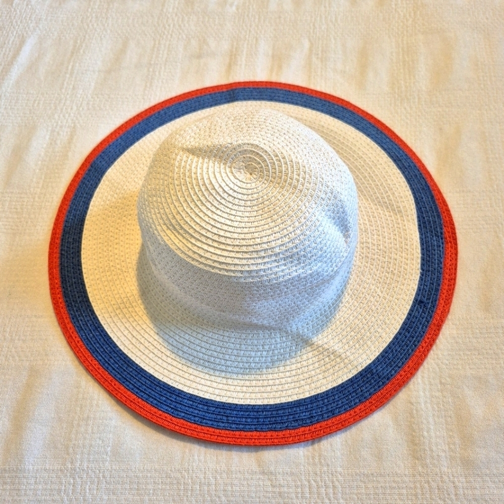 Janie and Jack girls 4-5 4th of July line hat EUC